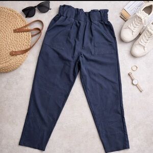 Grace Karin Size M Pants Womens Blue High Rise Casual Paper Bag Waist